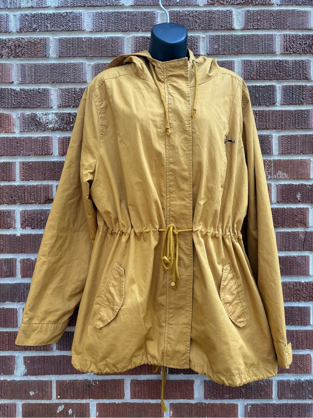 Ambiance Jacket Womens Sz 3X Yellow Snap Button Full Zip Coat Cargo Outerwear